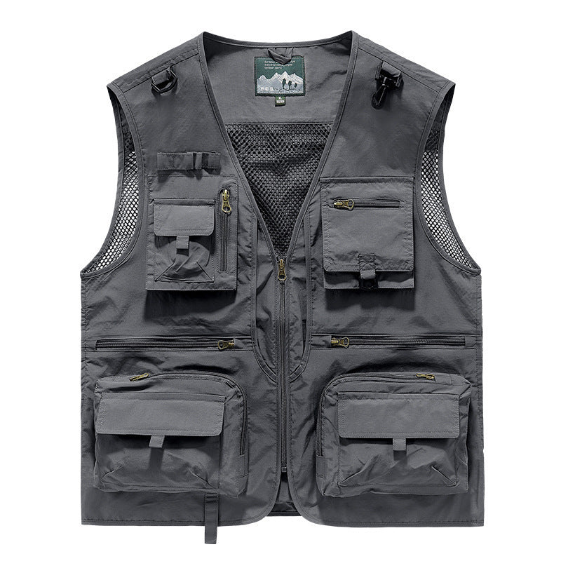 Herren multitaschige Angler-Utility‑Weste mit Netzrücken und Reißverschluss Shop Nory