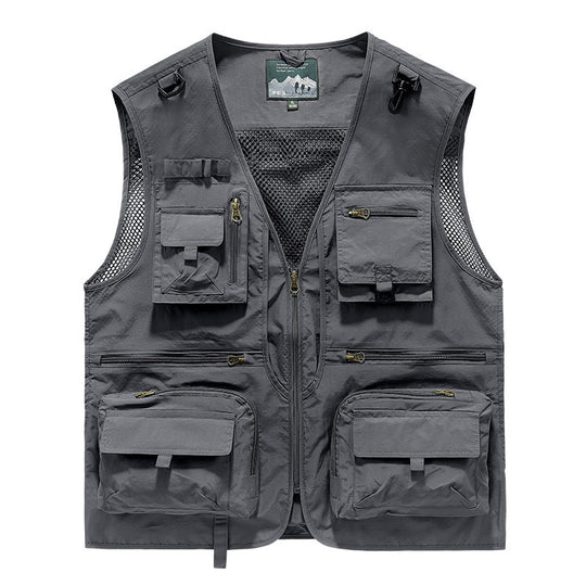Herren multitaschige Angler-Utility‑Weste mit Netzrücken und Reißverschluss Shop Nory