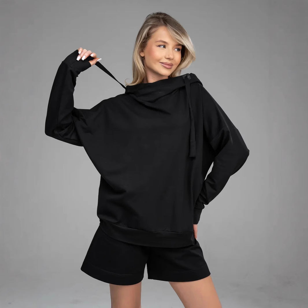 Damen lässiges Oversized Hoodie und Shorts Set Shopnory