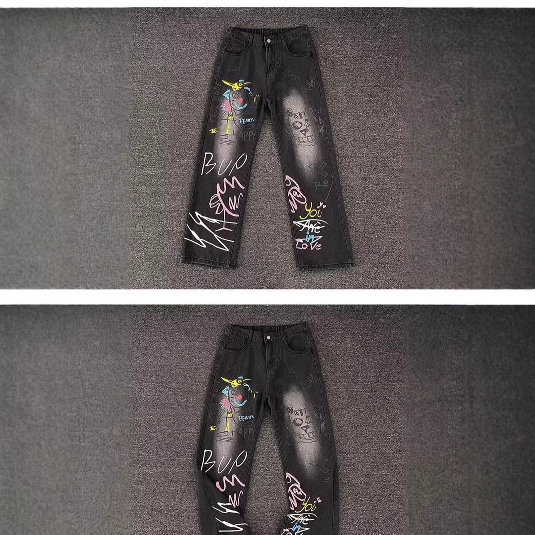 Damen Modische Jeans mit kreativem Grafikdruck Shop Nory