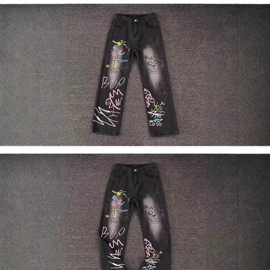Damen Modische Jeans mit kreativem Grafikdruck Shop Nory