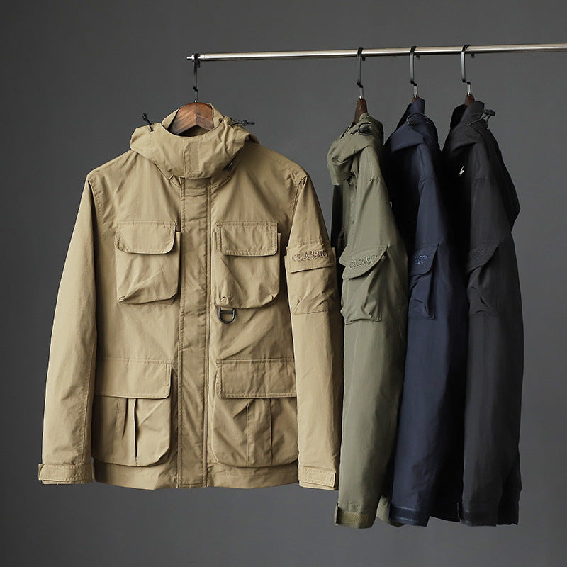 Herren urbane Feldjacke mit Mehrfach‑Taschen, windabweisender Oberfläche und verdeckter Kapuze Shop Nory