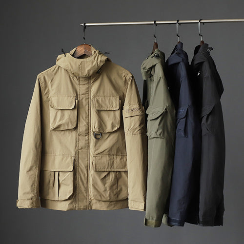 Herren urbane Feldjacke mit Mehrfach‑Taschen, windabweisender Oberfläche und verdeckter Kapuze Shop Nory