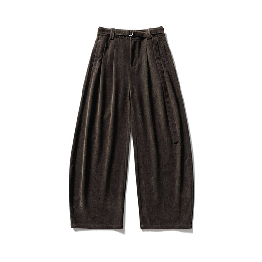 Damen Weite Hochtaillierte Bundfaltenhose mit Gürtel Shop Nory