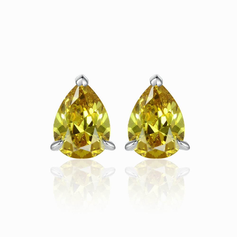 Damen Ohrstecker mit tropfenförmigem Edelstein und hochwertigem Zirkonia-Besatz Shop Nory