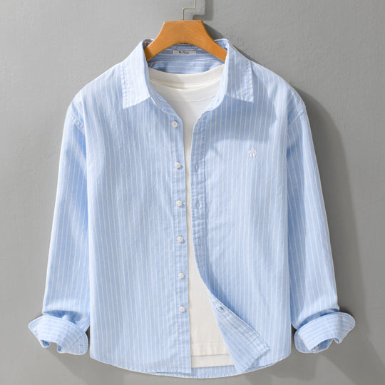 Herren Gestreiftes Layering-Hemd aus feinem Oxford-Baumwollstoff mit entspanntem Schnitt Shop Nory