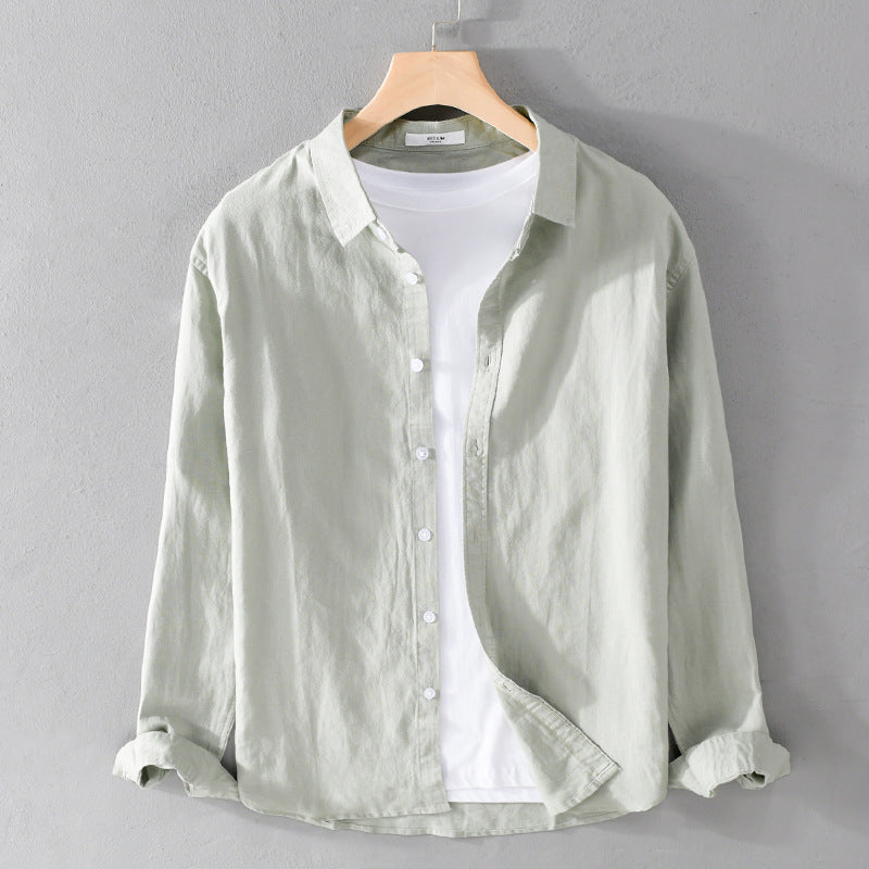 Herren Leinenmix-Layering-Overshirt mit Kentkragen, gerundetem Saum und Soft‑Touch Shop Nory