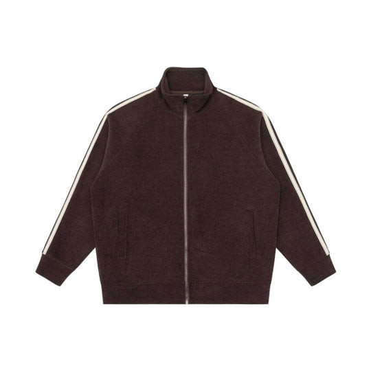 Unisex Oversize-Teddyfleece-Zippjacke mit Stehkragen und Kontraststreifen Shop Nory