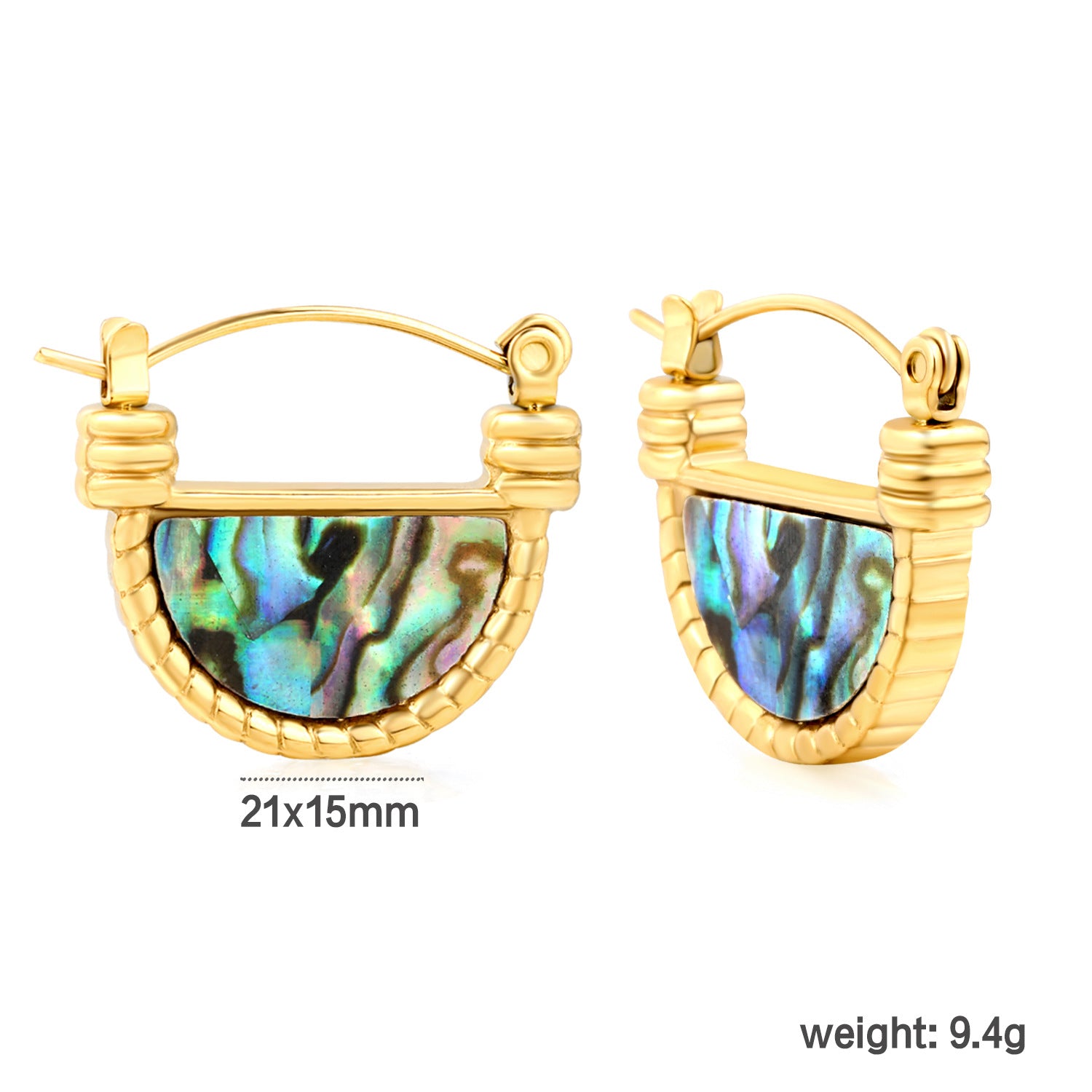 Damen Hängende Creolen mit buntem Muschel-Design und eleganter Goldbeschichtung Shop Nory