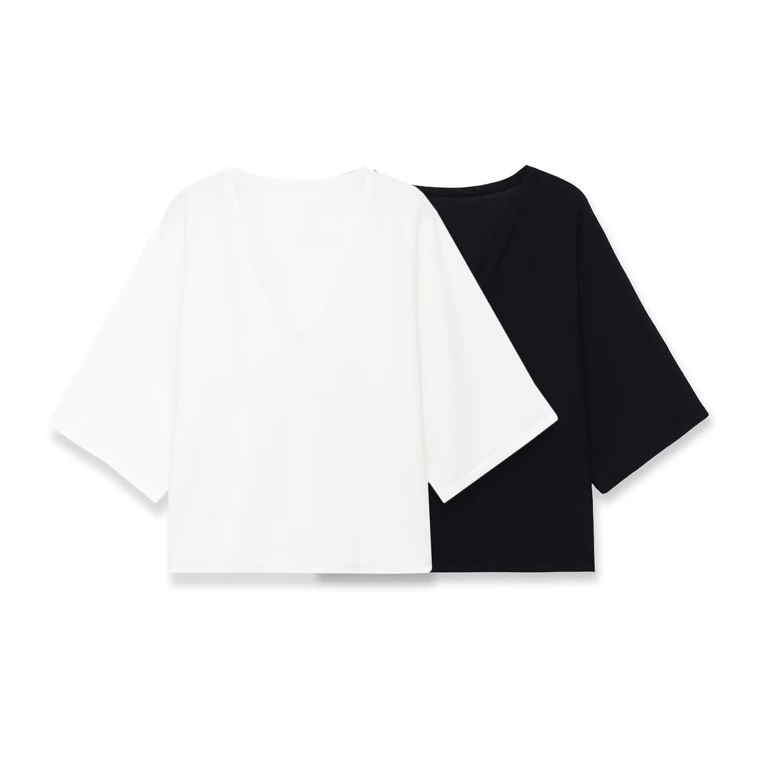 Damen Oversize V-Ausschnitt-Top mit Kimonoärmeln Shop Nory
