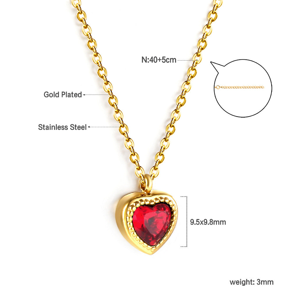 Damen Halskette mit herzförmigem Anhänger aus goldplattiertem Edelstahl und funkelndem Zirkonia Shop Nory