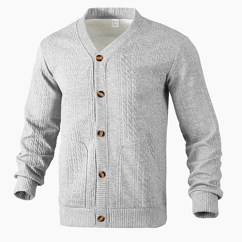Herren Strukturierter Strickcardigan mit Zopf- und Waffelmuster, Knopfleiste und aufgesetzten Taschen Shop Nory