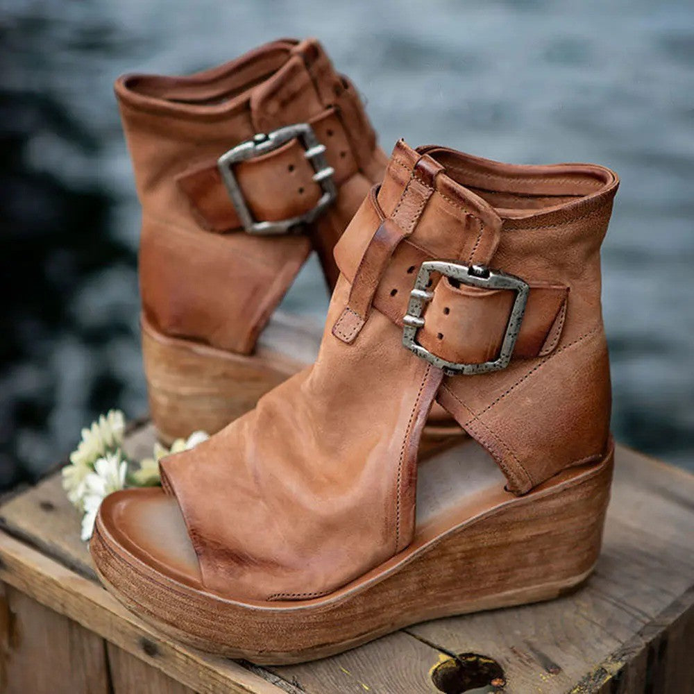 Damen Wedge-Sandaletten mit verstellbarem Schnallenverschluss und komfortablem Fußbett