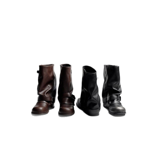 Damen Slouch‑Bikerstiefel mit gerafftem Schaft, Zierschnalle und flachem Profilabsatz Shop Nory