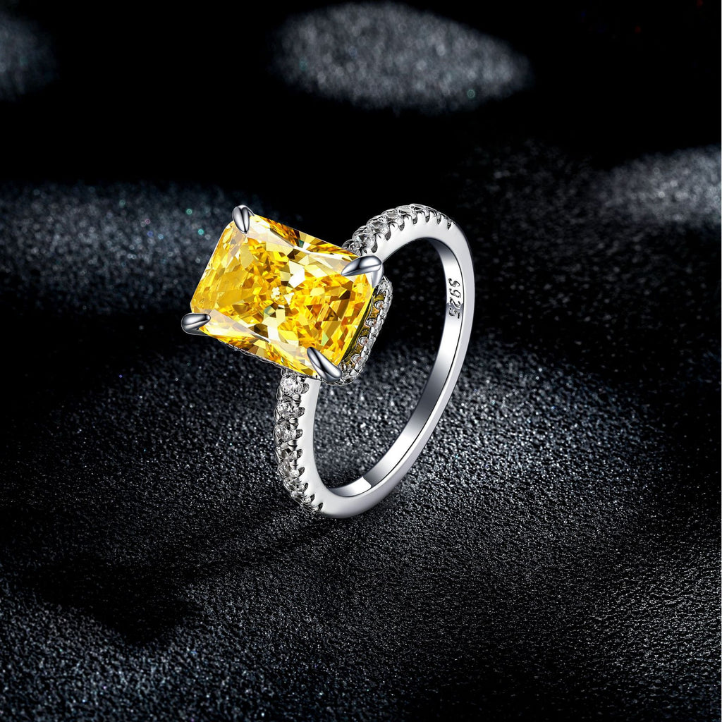 Damen eleganter Ring mit tropfenförmigem Aquamarin und funkelndem Zirkonia-Besatz Shop Nory