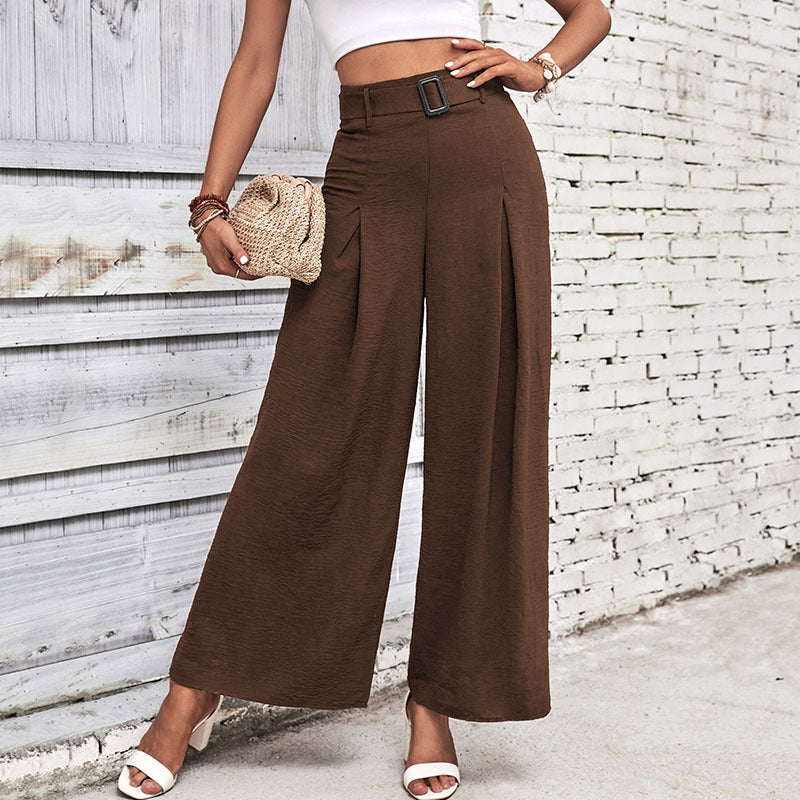 Damen Elegante Culotte-Hose mit hoher Taille, Kellerfalten und dekorativem Schlaufengürtel Shop Nory