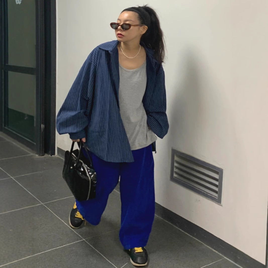 Damen Oversize-Hemd mit feiner Nadelstreifen-Optik, gerundetem Saum und überschnittener Schulter Shop Nory