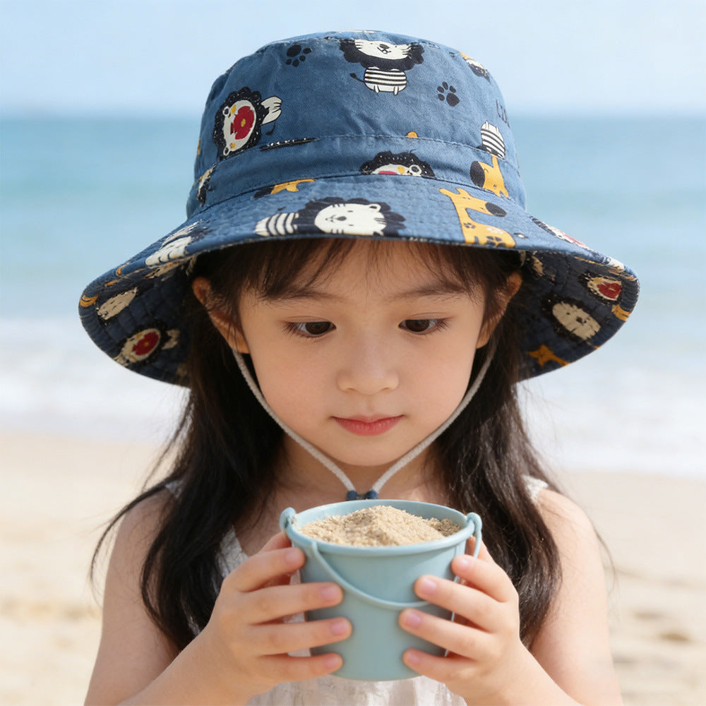 Unisex nan Kinder-Sonnenhut mit Wendemotiv, Kinnband und hohem UV-Schutz  Shopnory
