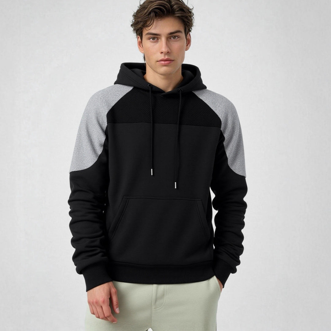 Herren Kapuzenpullover mit Struktur-Einsätzen und Kängurutasche Shop Nory