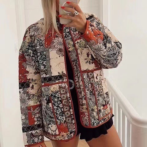 Damen Gepatchte Steppjacke in floraler Patchwork‑Optik Shop Nory