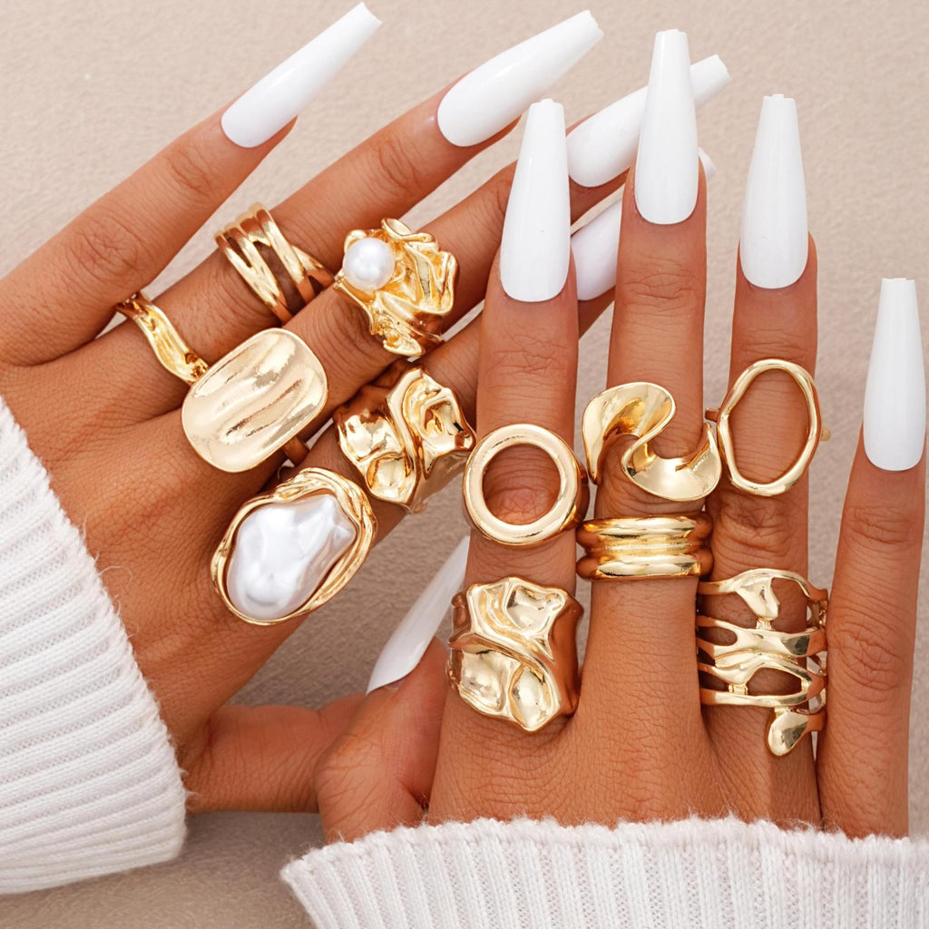 Damen Ringe Set mit künstlerischen und organischen Formen Shop Nory