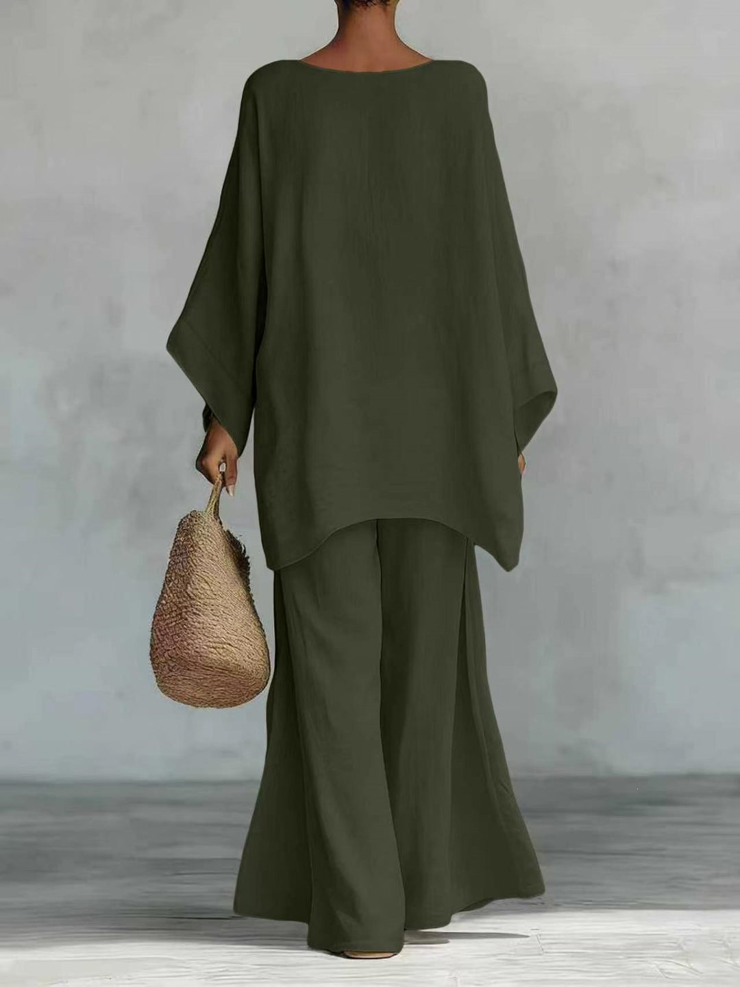 Damen Lässiges Oversize-Kaftanoberteil mit weiten Palazzohosen Shop Nory