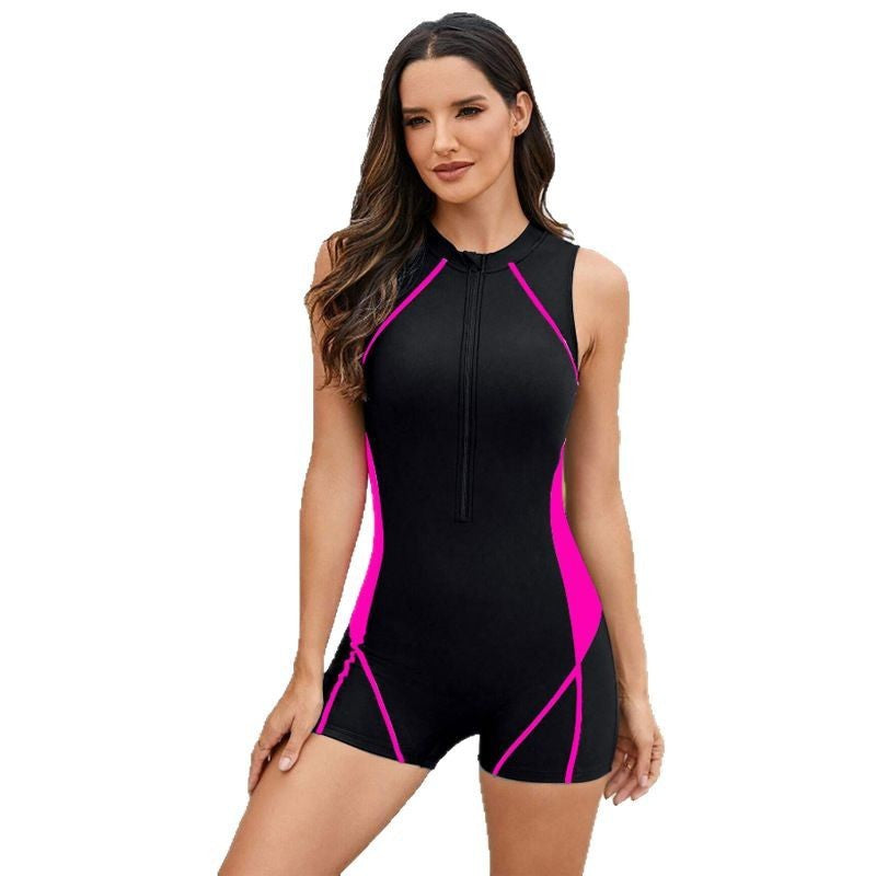 Damen Sportlicher Schwimmanzug mit Reißverschluss Shopnory