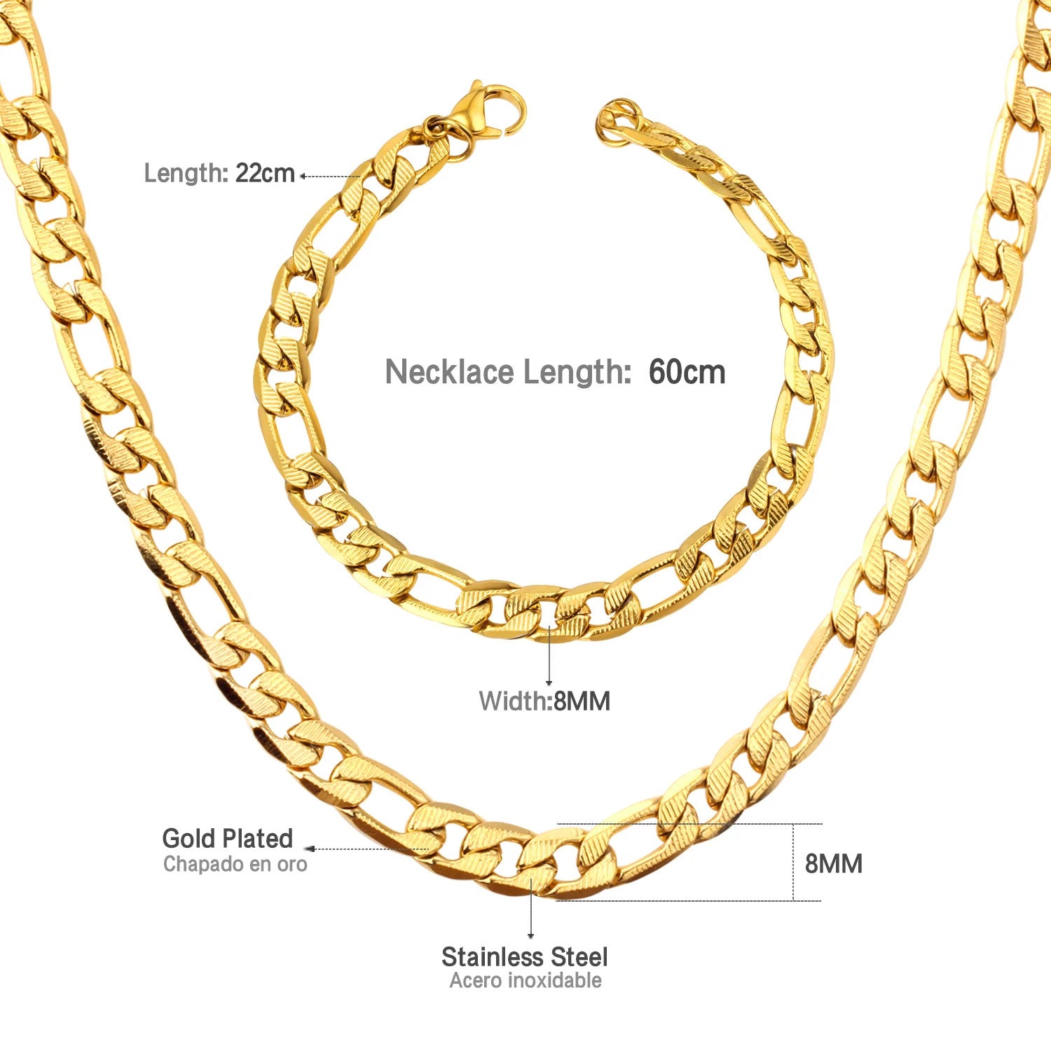 Damen edelstahl Armband mit goldplattierten Glieder-Design und verstellbarem Verschluss Shop Nory