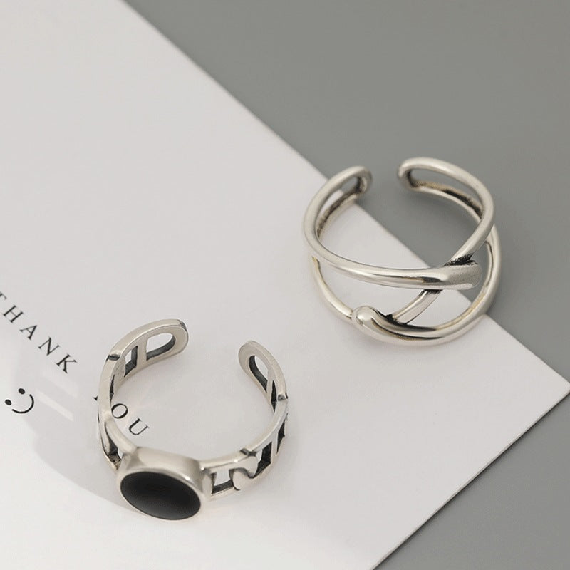 Damen Ringset mit modernem Design und elegantem Onyx-Shop Nory