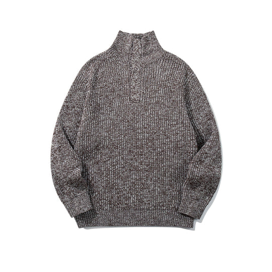 Unisex Grobgestrickter Rollkragenpullover mit halber Knopfleiste Shop Nory