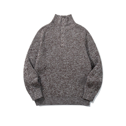 Unisex Grobgestrickter Rollkragenpullover mit halber Knopfleiste Shop Nory