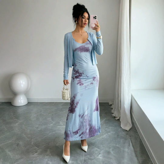Damen Midikleid-Set mit Kurzcardigan und figurumschmeichelnder Silhouette Shop Nory
