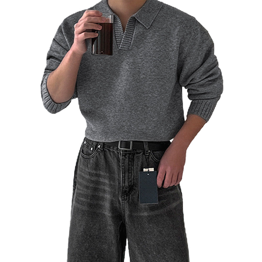 Herren Modischer Grobstrickpullover mit Stehkragen Shop Nory