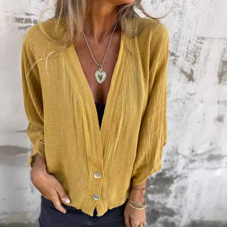 Damen Luftige und lockere Sommerjacke mit Knopfdetails