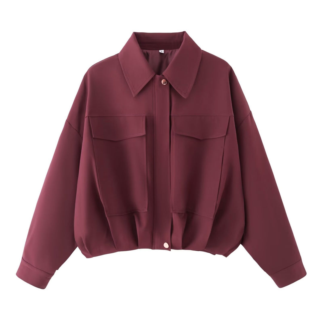 Damen Oversize Utility-Jacke mit Pattentaschen, Drop-Shoulder und elastischem Saum Shop Nory