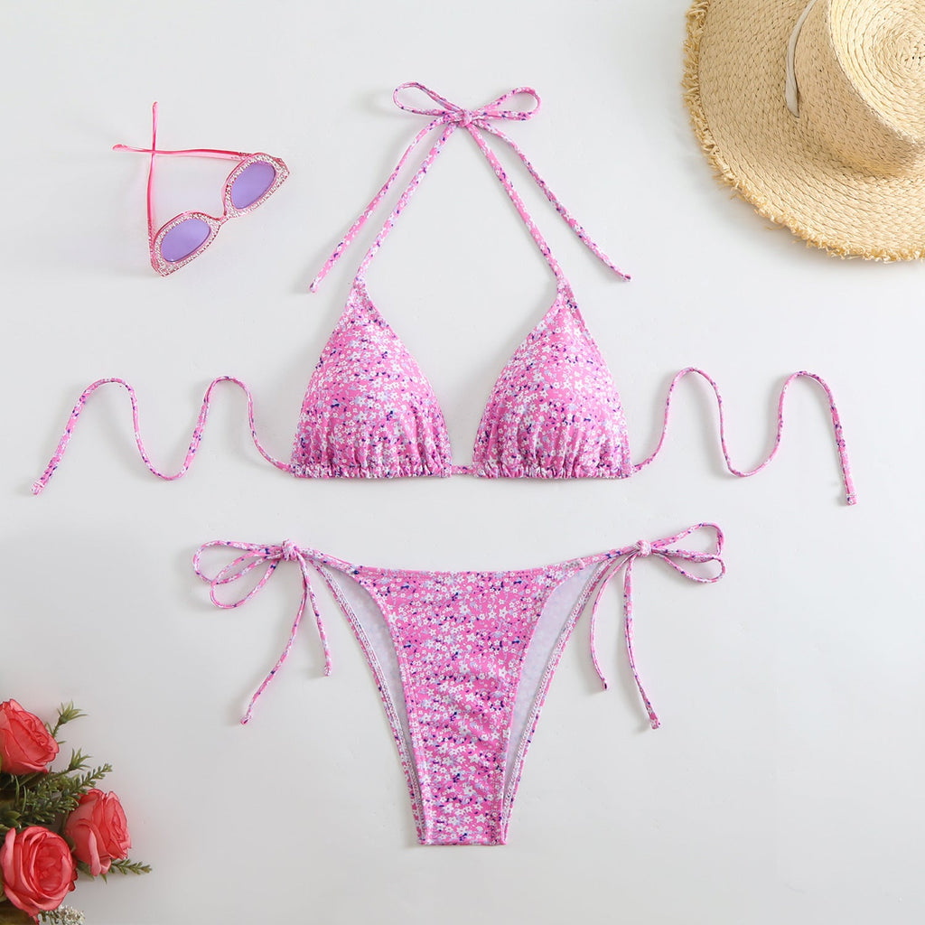 Damen Triangel-Bikini-Set mit verspieltem Blumenmuster