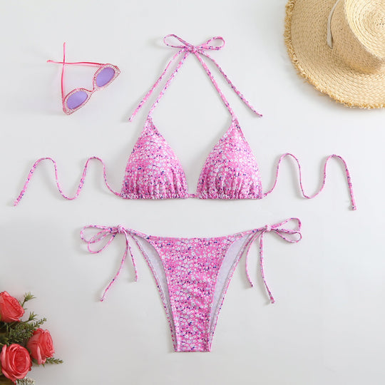 Damen Triangel-Bikini-Set mit verspieltem Blumenmuster