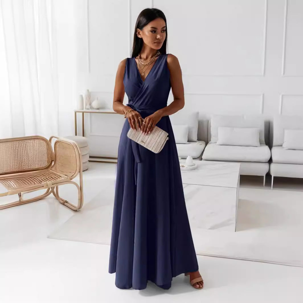 Damen Elegantes Wickel-Minikleid mit tiefem V-Ausschnitt und fließendem Stoff