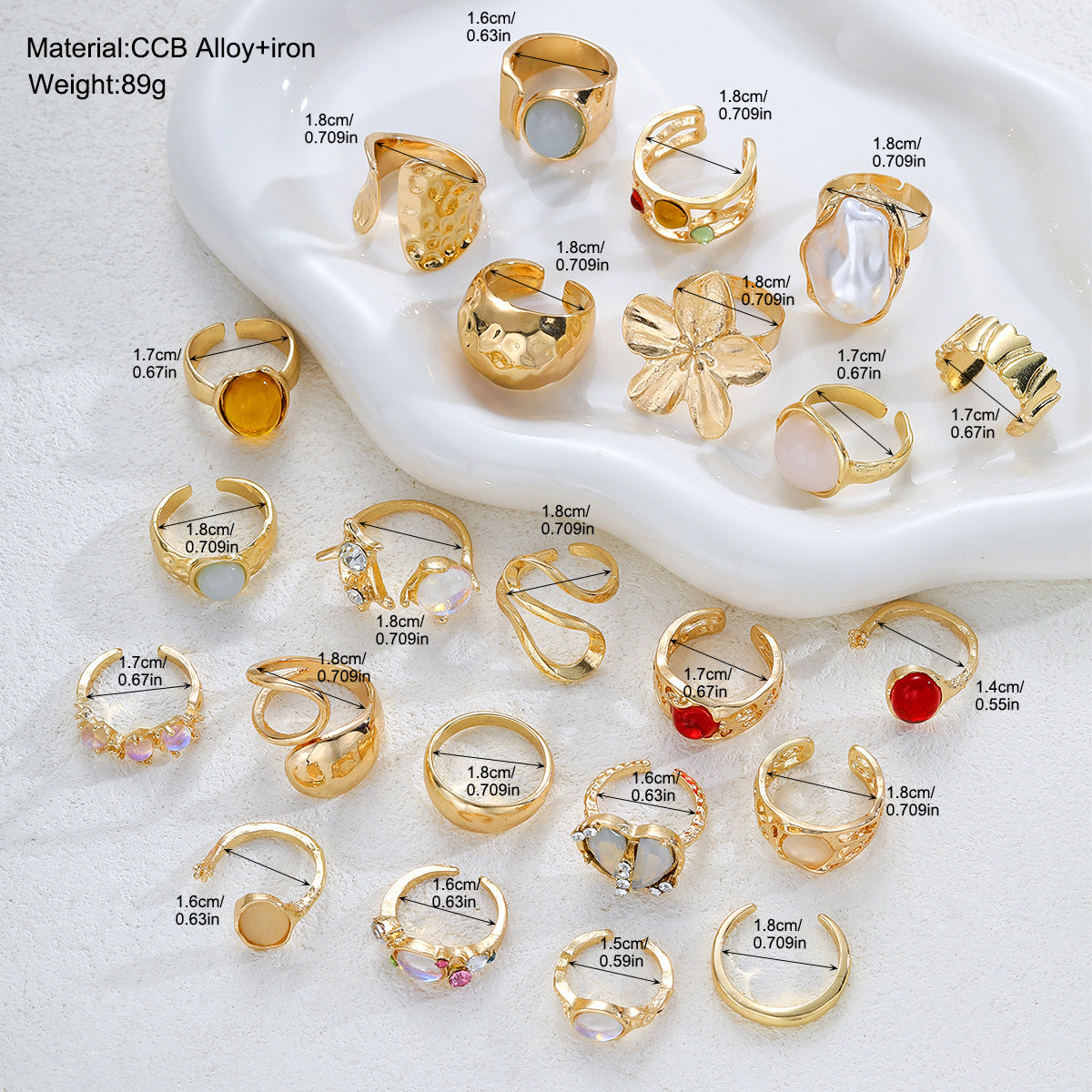 Damen Ring-Set mit kunstvollen und funkelnden Designelementen Shop Nory