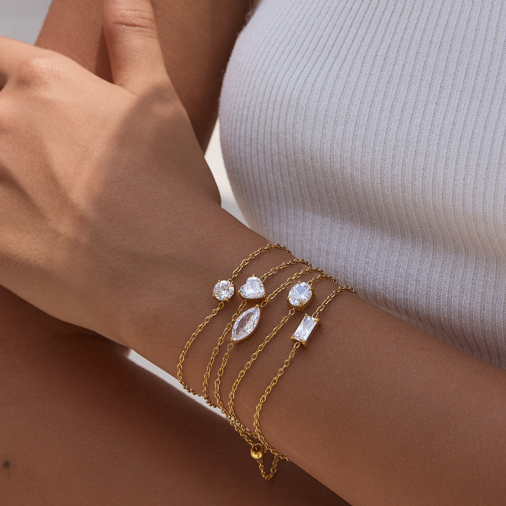 Damen Fußkettchen mit funkelndem Zirkonia und hypoallergenem Edelstahl Shop Nory