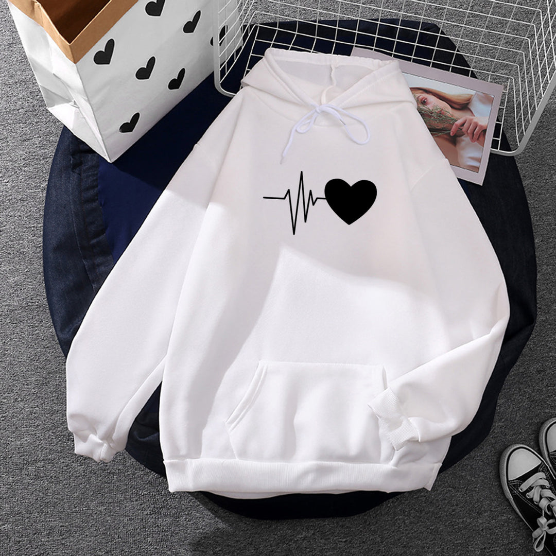 Damen nan Kapuzenpullover mit Fingerherz-Print, Oversize-Schnitt und Kängurutasche Shop Nory