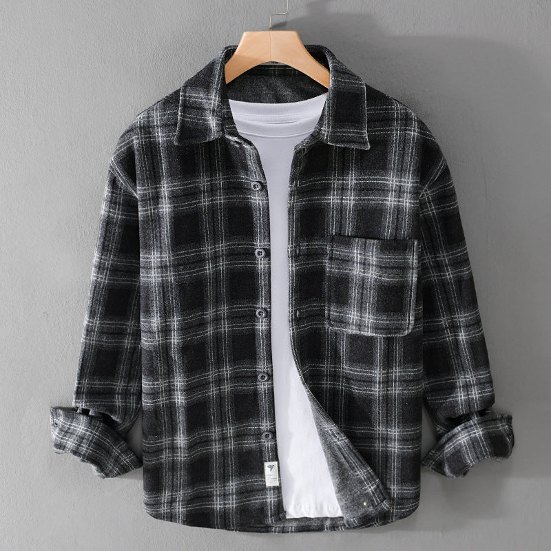Herren Karo-Flanell-Overshirt mit Brusttasche und Relaxed-Fit Shop Nory