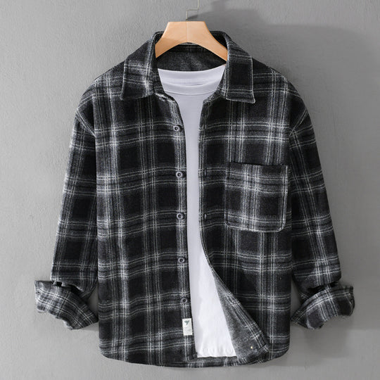 Herren Karo-Flanell-Overshirt mit Brusttasche und Relaxed-Fit Shop Nory