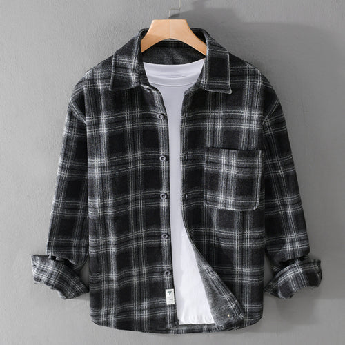 Herren Karo-Flanell-Overshirt mit Brusttasche und Relaxed-Fit Shop Nory