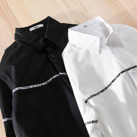 Herren Langarm-Hemd im Overshirt-Stil mit eingearbeitetem Schriftband und Brusttasche Shop Nory