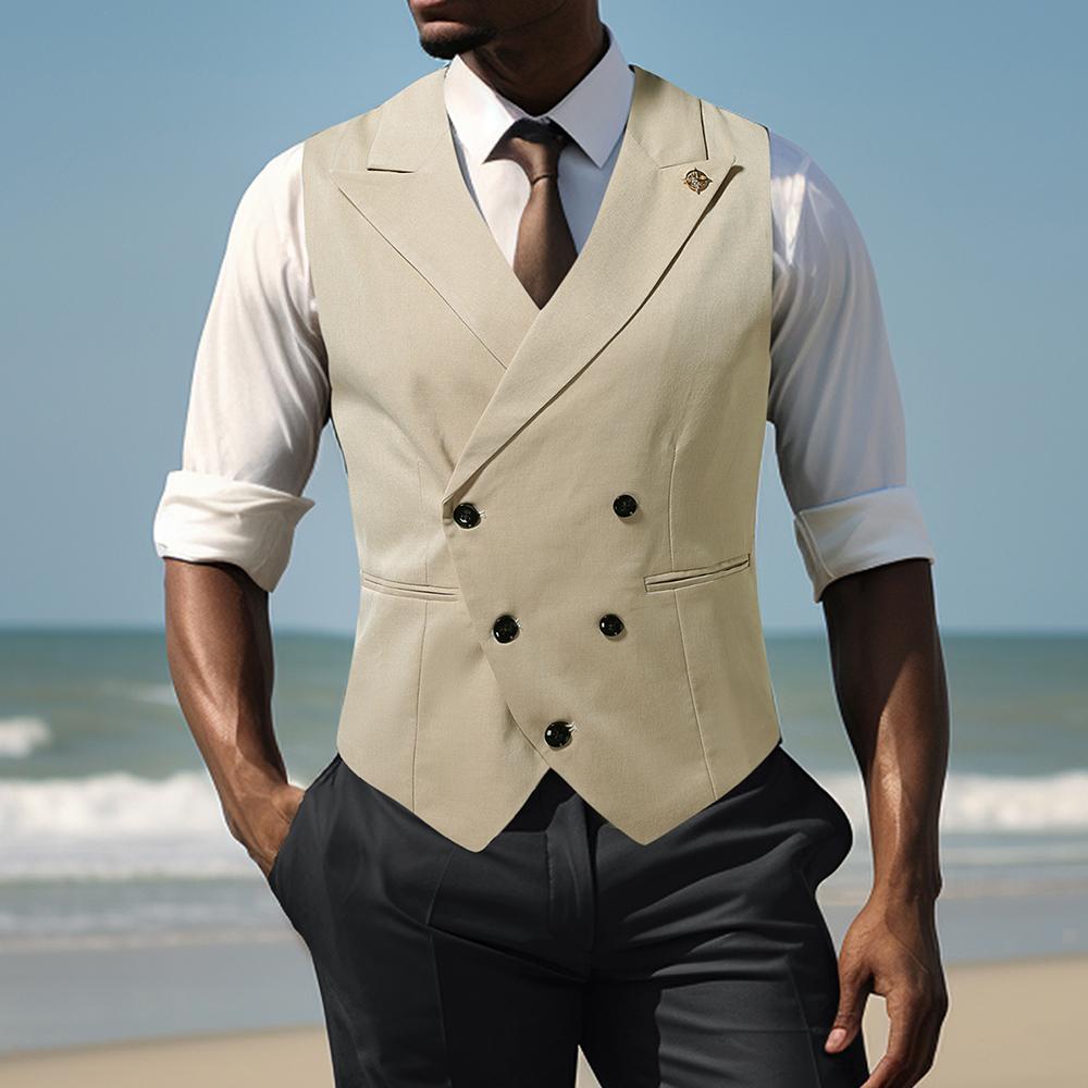 Herren doppelreihige Anzugweste mit Spitzenrevers, schlanker Silhouette und feiner Innenverarbeitung Shop Nory