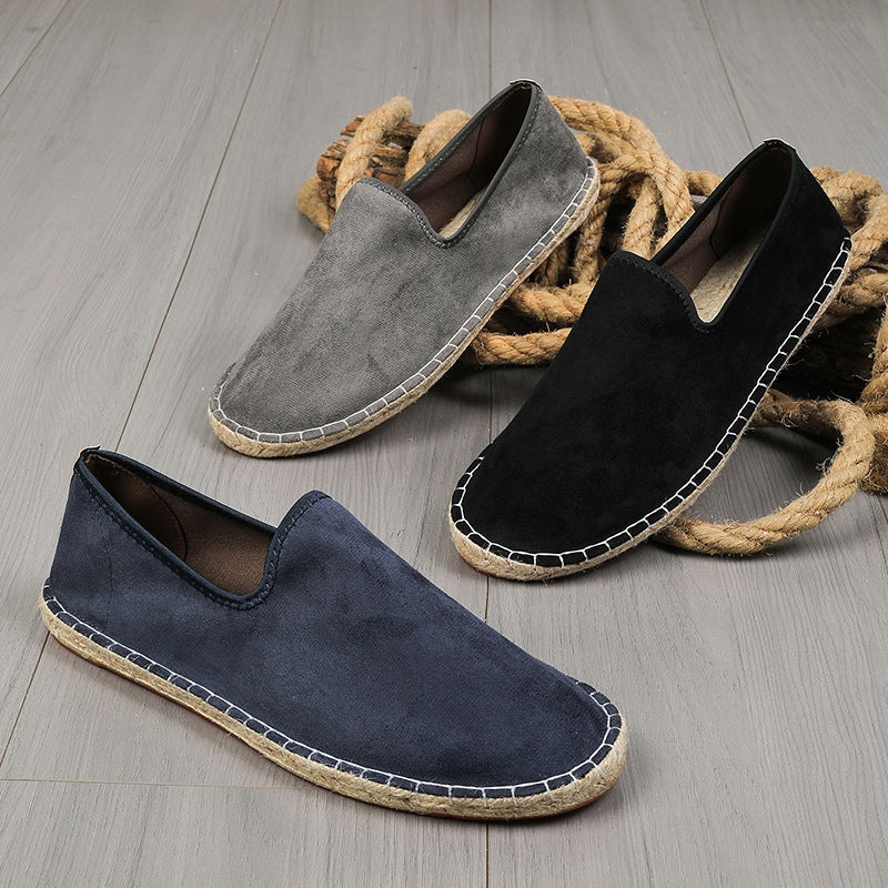 Herren Espadrilles aus Veloursleder mit geflochtener Juteborte und rutschfester Gummilaufsohle Shop Nory