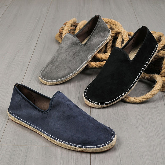 Herren Espadrilles aus Veloursleder mit geflochtener Juteborte und rutschfester Gummilaufsohle Shop Nory