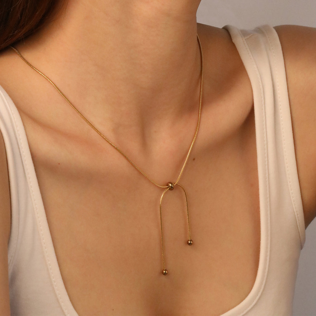 Damen Verstellbare Edelstahl Halskette mit elegantem Anhänger Shop Nory