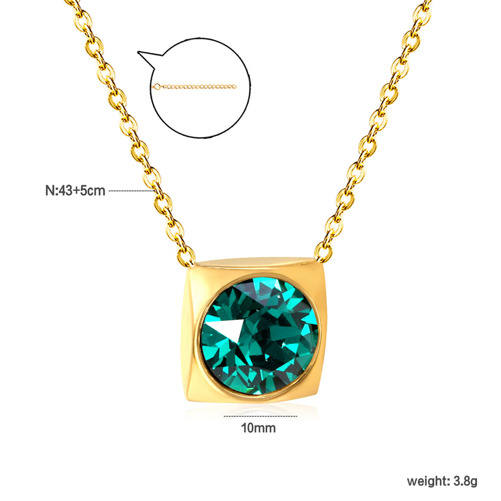 Damen Halskette mit quadratischem Kristallanhänger aus hochwertigem Edelstahl Shop Nory